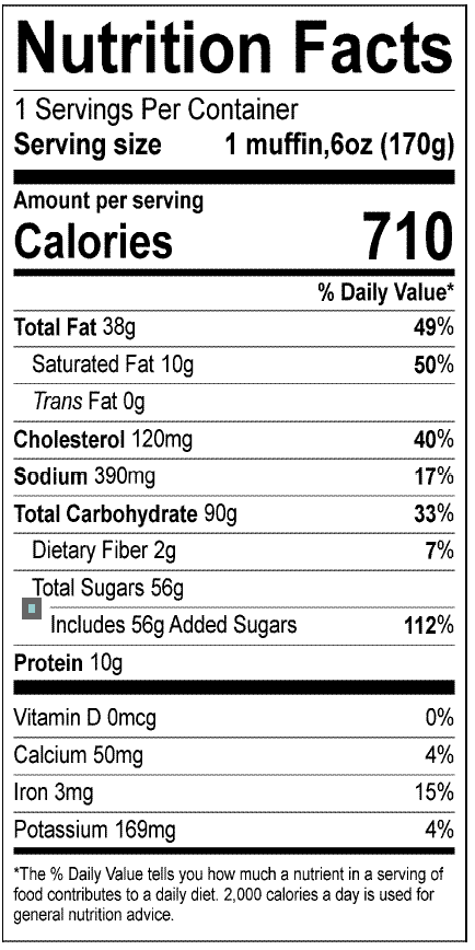 IW Chocolate Chip Muffin Nutrition Facts