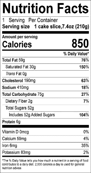 Chocolate Cake Calories and Nutrition (100g)